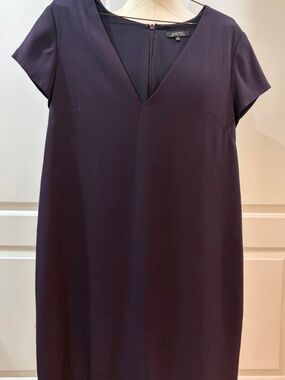 Aritzia Babaton Deep Plum Shift Dress Minimalist V-Neck Office Career Dress